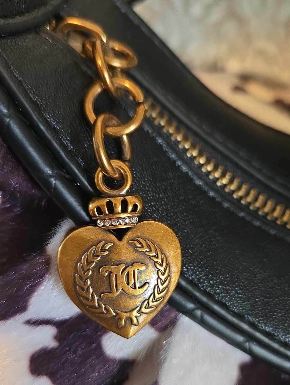 Juicy Couture Romance Cow Print HOBO Bag In Black And White - Picture 7 of 11